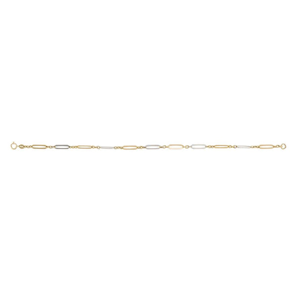 9ct yellow and white gold elongated link bracelet