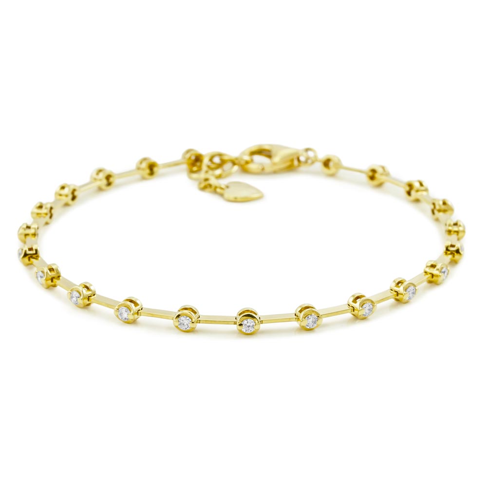 18ct Yellow Gold Round Brilliant Cut Bracelet - Main Image