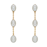 9ct yellow gold freshwater pearl tier drop earrings