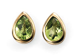 9ct yellow gold peridot teardrop stud earrings