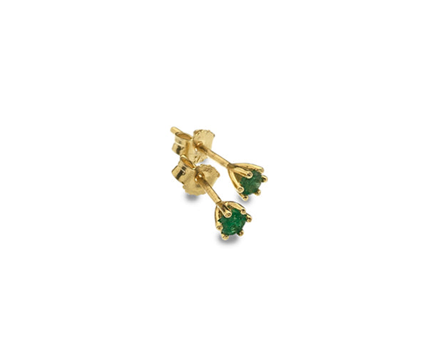 9ct yellow gold emerald claw set stud earrings
