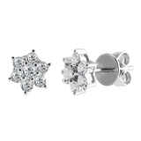 18ct White Gold 0.50ct Diamond Flower Cluster Stud Earrings Main