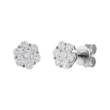 18ct White Gold 0.94ct Diamond Flower Shaped Stud Earrings