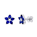 18ct White Gold 1.93ct Sapphire And 0.12ct Diamond Flower Earrings