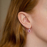 18ct White Gold 0.96ct Ruby And Diamond Drop Hook Earrings