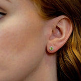 18ct White Gold 0.34ct Peridot And 0.17ct Diamond Halo Stud Earrings