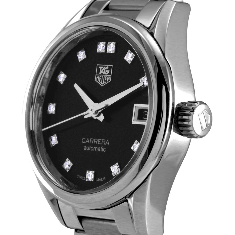 TAG Heuer Carrera 28mm Black Dial Diamond Automatic Ladies Watch WAR2413.BA0776
