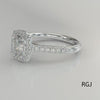 the skye platinum cushion cut diamond engagement ring with diamond halo and diamond set shoulders 360 degree video