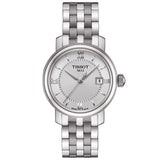 tissot bridgeport lady 29mm silver dial steel watch front facing upright image
