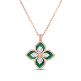 Roberto Coin 18ct Rose Gold Malachite Princess Flower Diamond Necklace ADV888CL1837_01 18R