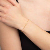 9ct yellow gold freshwater pearl station bracelet model shot