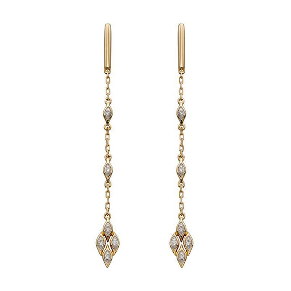 9ct Yellow Gold Diamond Deco Drop Earrings GE2277