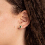 9ct Yellow Gold Ornate Emerald And Diamond Halo Stud Earrings GE2414G