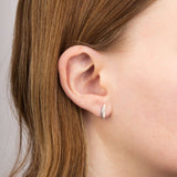 9ct white gold feather stud earrings model shot