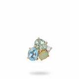 9ct Yellow And White Gold Diamond, Opal, Blue Topaz And Green Amethyst Multi Stone Cluster Pendant Only GP2264