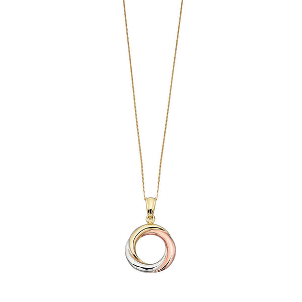 9ct Tricoloured Gold Entwined Circle Pendant GP821