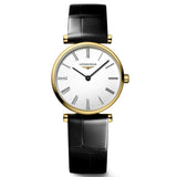 longines la grande classique 24mm white dial yellow pvd steel ladies quartz watch