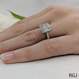 The Skye Platinum Princess Cut 0.41ct Diamond Engagement Ring With 0.33ct Diamond Halo And Diamond Set Shoulders