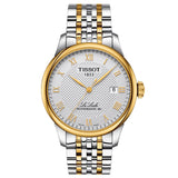 tissot le locle powermatic 80 39.3mm silver dial gold pvd steel bi-colour automatic gents watch