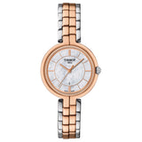 tissot flamingo 30mm mop dial rose gold pvd steel ladies quartz watch