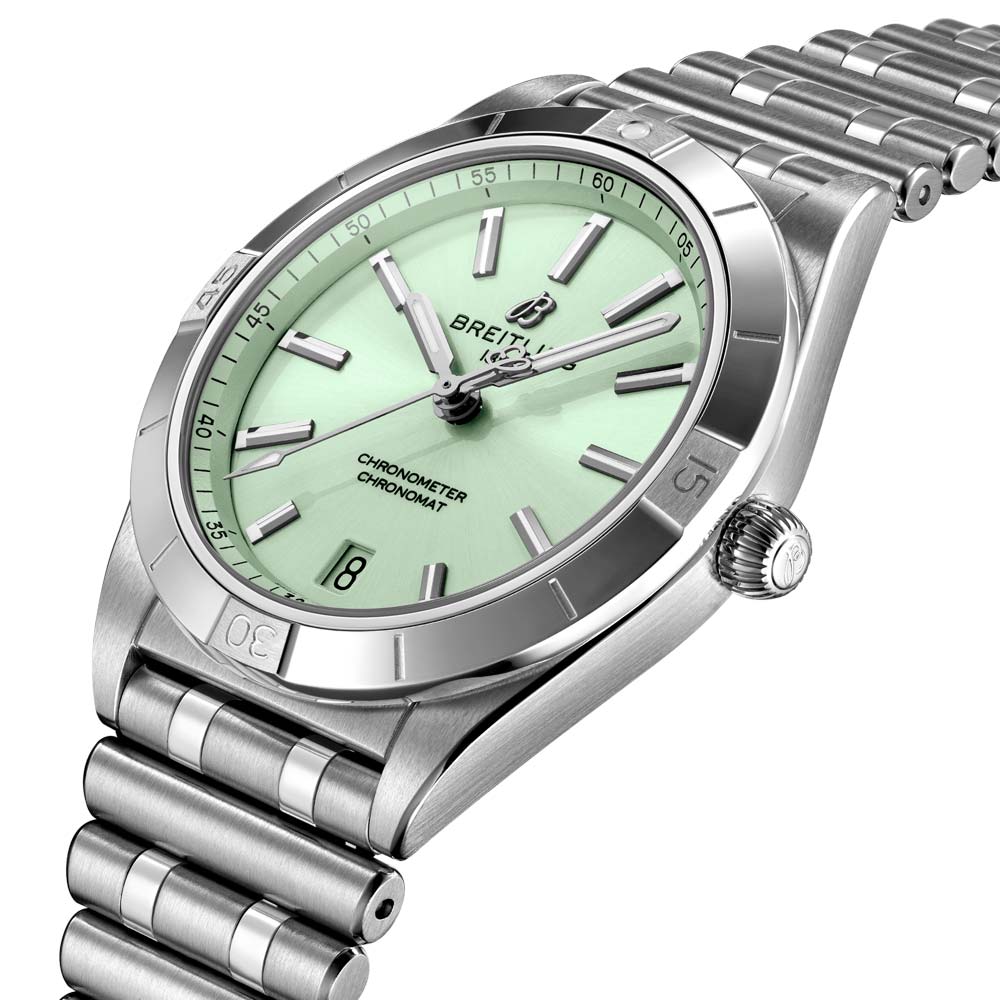 Breitling Chronomat 36mm Mint Green Dial Automatic Ladies Watch A10380101L1A1