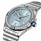 breitling super chronomat 38mm blue dial diamond automatic ladies watch