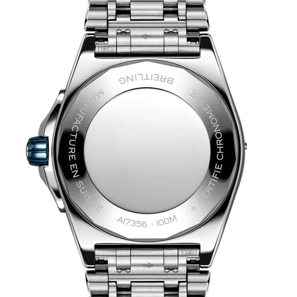 Breitling Super Chronomat 38mm Blue Dial Diamond Automatic Ladies Watch A17356531C1A1