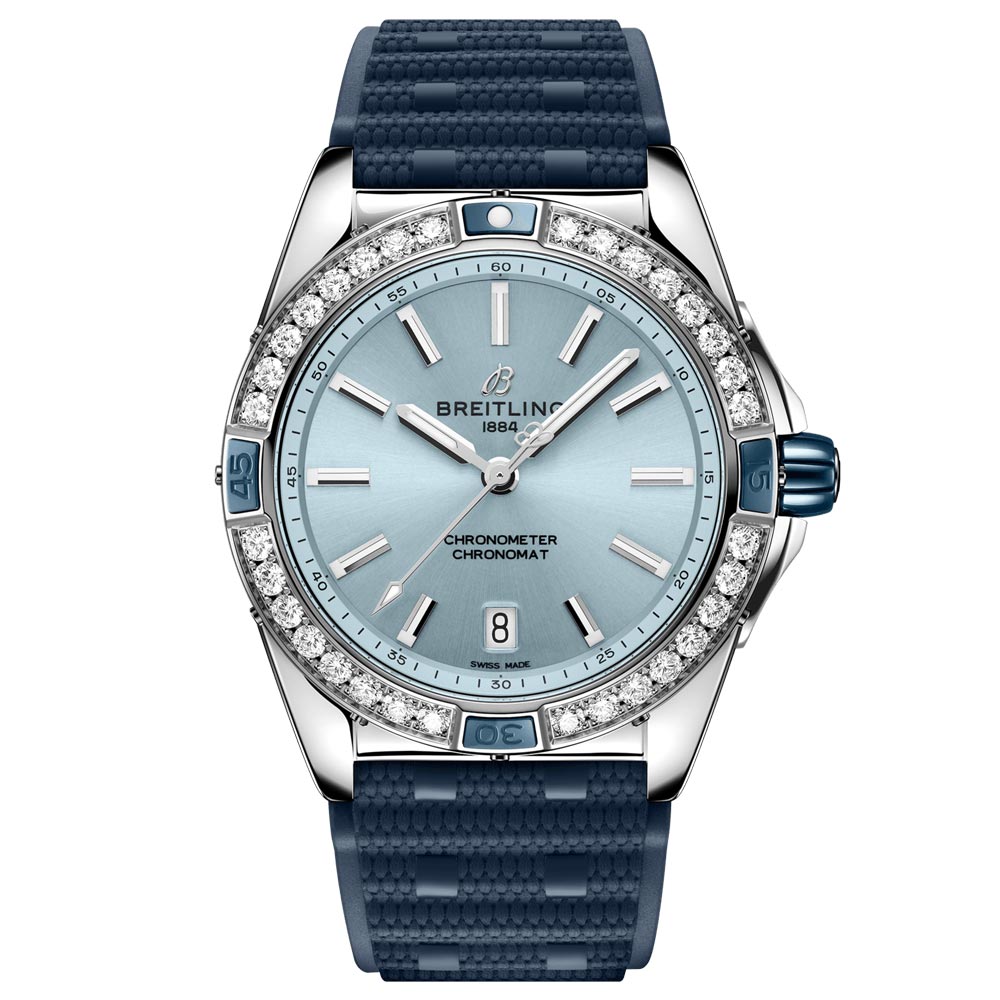 Breitling Super Chronomat 38mm Blue Dial Diamond Automatic Ladies Watch A17356531C1S1