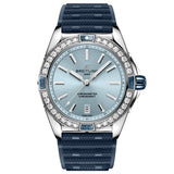 breitling super chronomat 38mm blue dial diamond automatic ladies watch