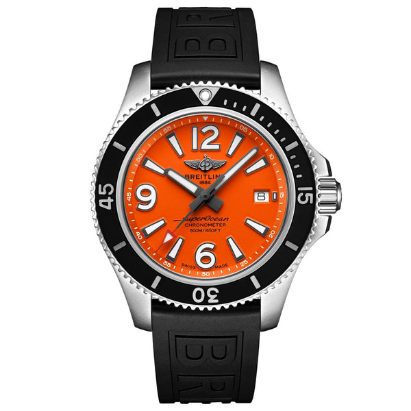breitling superocean 42mm orange dial automatic gents watch