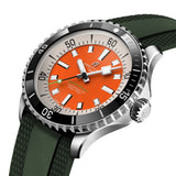 breitling superocean kelly slater 42mm orange dial automatic gents watch dial close up