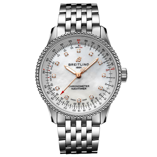 Breitling Navitimer 35mm MOP Dial Diamond Automatic Ladies Watch A17395211A1A1