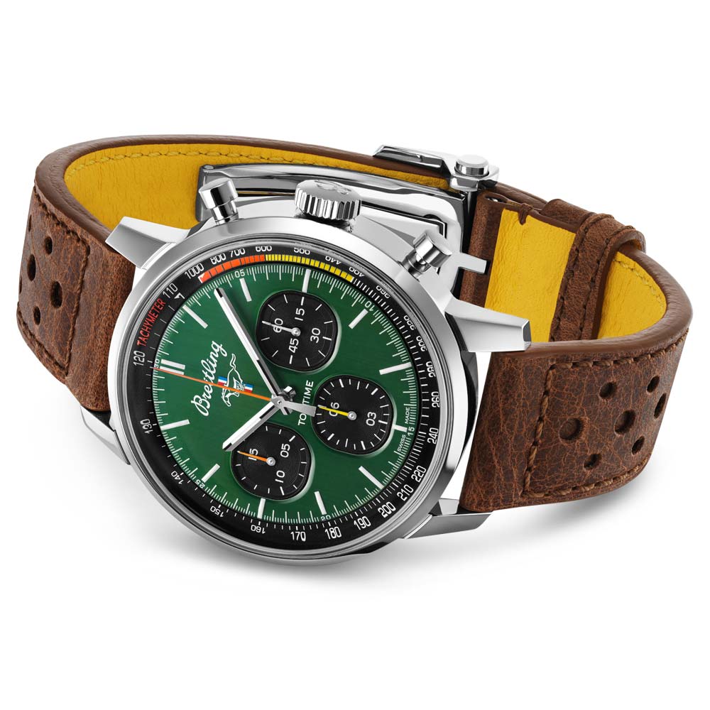 breitling top time ford mustang 42mm green dial automatic chronograph gents watch