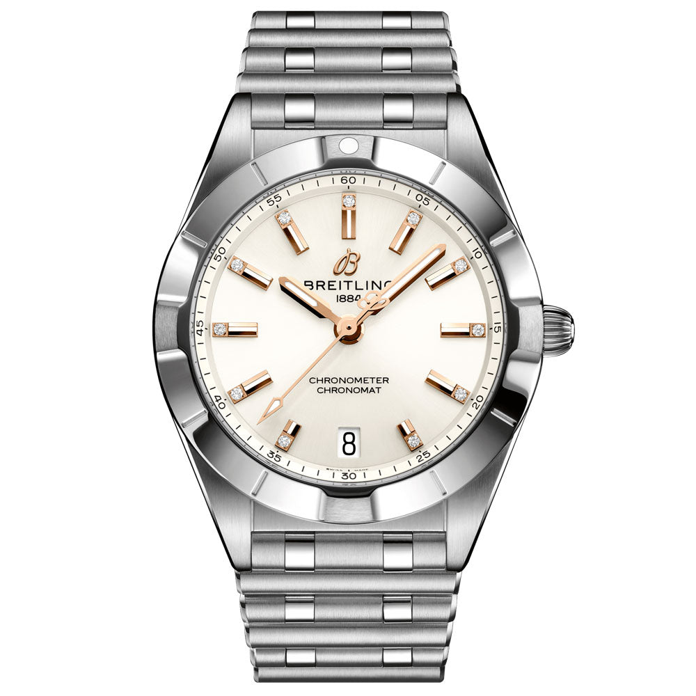 Breitling Chronomat 32mm White Dial Diamond Ladies Quartz Watch A77310101A3A1