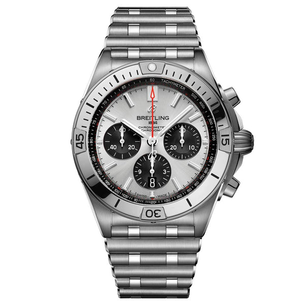Breitling Chronomat B01 42mm Silver Dial Automatic Chronograph Gents Watch AB0134101G1A1