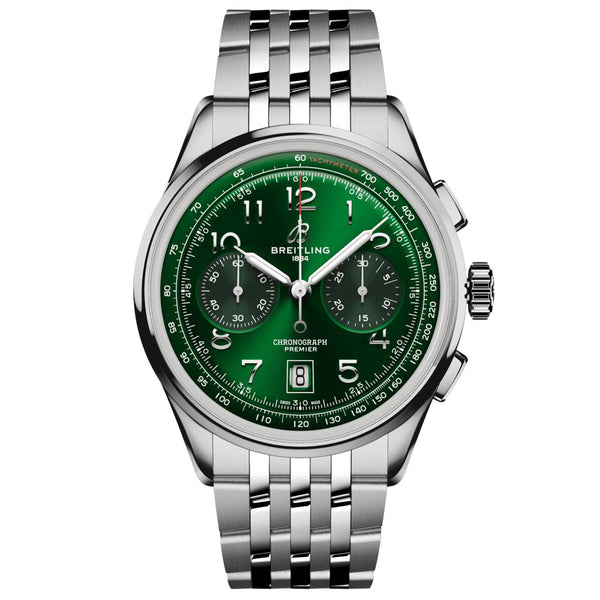 breitling premier b01 chronograph 42mm green dial automatic gents watch