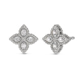 Roberto Coin 18ct White Gold 0.10ct Diamond Princess Flower Stud Earrings ADR777EA0641W