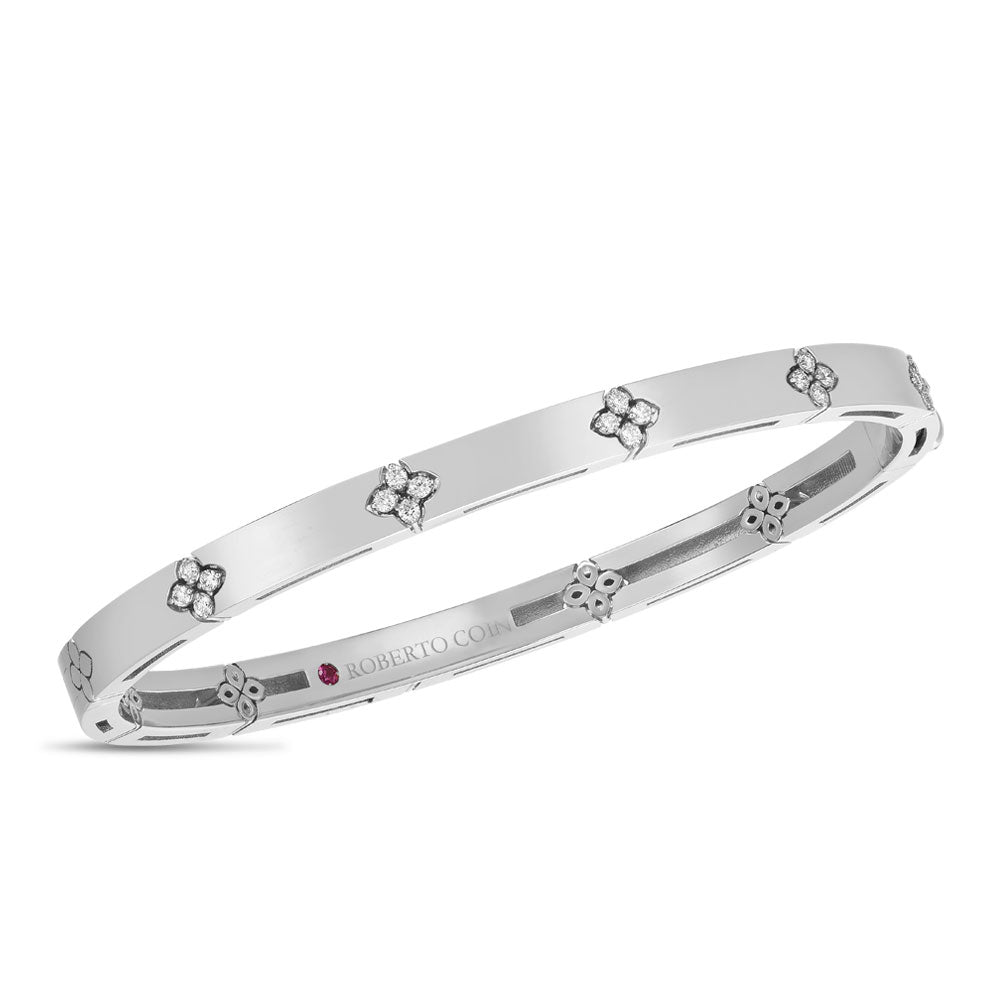 Roberto Coin 18ct White Gold 0.19ct Diamond Love In Verona Bangle ADR888BA2013_01 WG