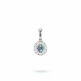 18ct White Gold 0.23ct Aquamarine And 0.13ct Diamond Cluster Pendant Only