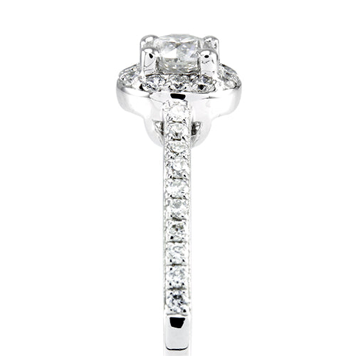 The Buttercup Platinum Round Brilliant Cut Diamond Halo Engagement Ring With Diamond Set Shoulders