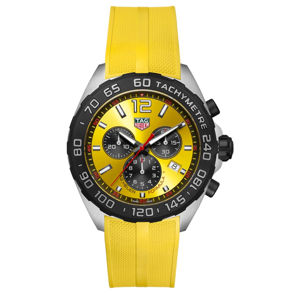 TAG Heuer Formula 1 43mm Yellow Dial Quartz Chronograph Gents Watch CAZ101AM.FT8054
