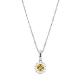 18ct White Gold 0.25ct Citrine And 0.14ct Diamond Cluster Pendant Only