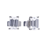 Diamonfire Silver Emerald Cut Zirconia Stud Earrings E5782