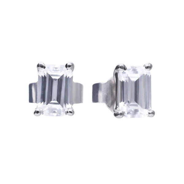 Diamonfire Emerald Cut Zirconia Silver Stud Earrings E5782