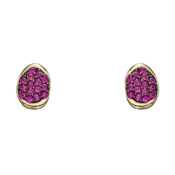 9ct Yellow Gold Ruby Pave Earrings GE2205R