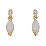 9ct Yellow Gold Opal and Diamond Drop Earrings GE2227W