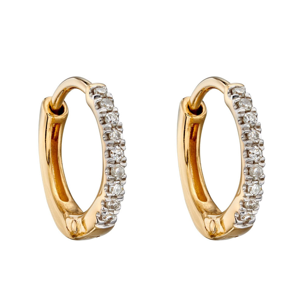 9ct Yellow Gold Diamond Huggie Hoop Earrings GE2320