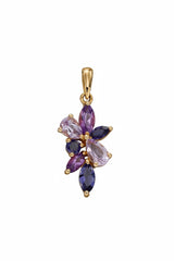 9ct Yellow Gold Amethyst And Iolite Cluster Pendant Only GP2263M