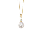 9ct Yellow Gold Pearl And Diamond Pendant Only GP758W