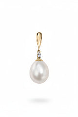 9ct Yellow Gold Pearl And Diamond Pendant Only GP758W